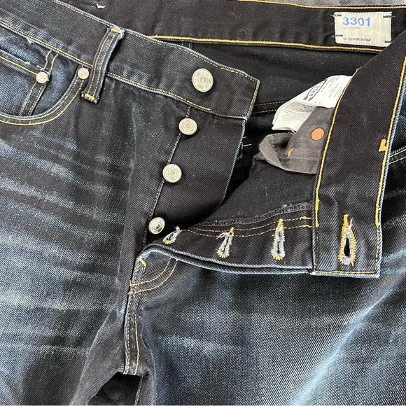 G-Star Jeans Men 36 3301 straight button fly Dark Wash CL - Picture 5 of 9
